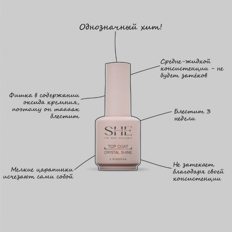 Финишное покрытие без липкого слоя "CRYSTAL SHINE" SHE