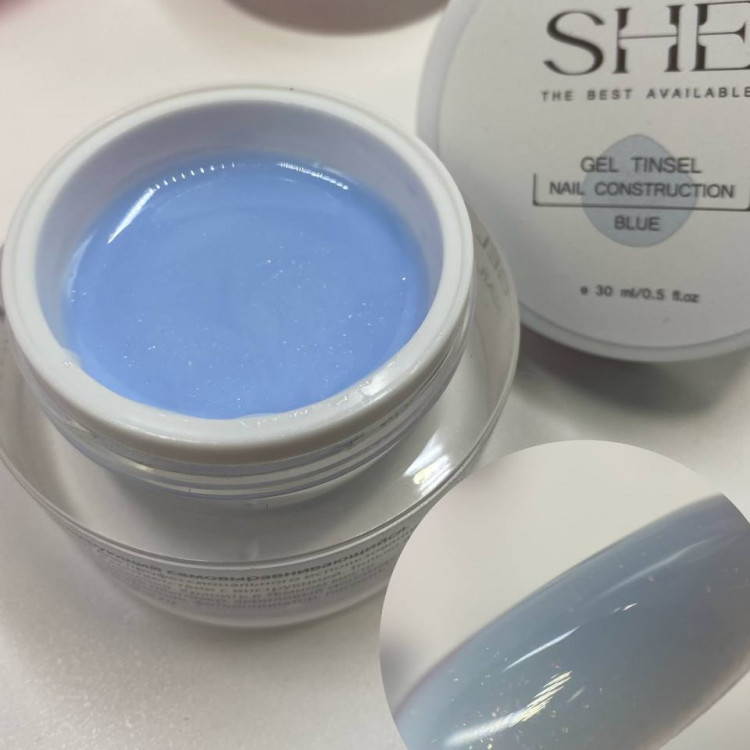 Конструирующий гель "TINSEL BLUE" SHE, 30 мл